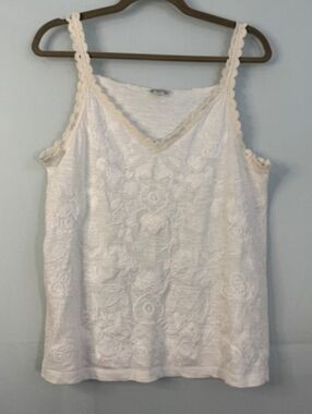 Sundance Embroidered Lace Tank Top Womens White Boho Floral Camisole Size Medium
